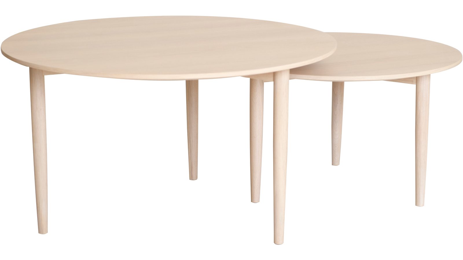 Sofabordsett Ravik Ø90/Ø70 cm - Hvitpigmentert