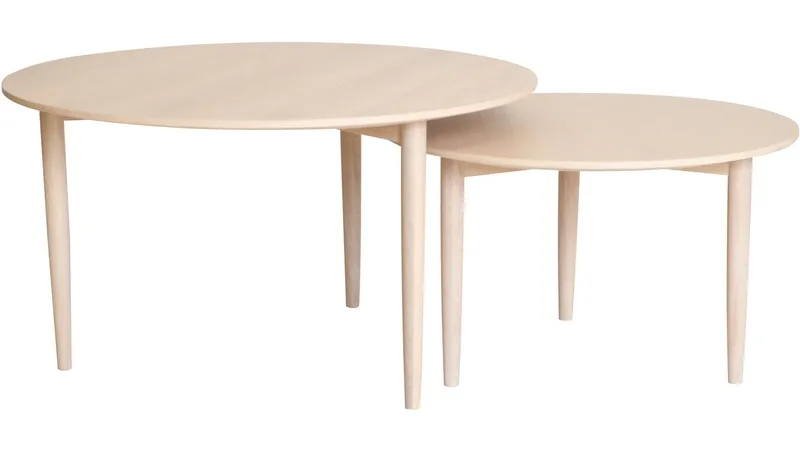 Sofabordsett Ravik Ø90/Ø70 cm - Hvitpigmentert - Møbler - Bord - Avlastningsbord - Settbord