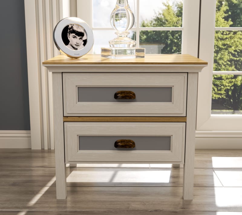 Solena Nattbord 60 cm - Krem, eik, grå - Møbler - Bord - Avlastningsbord - Sengebord & nattbord