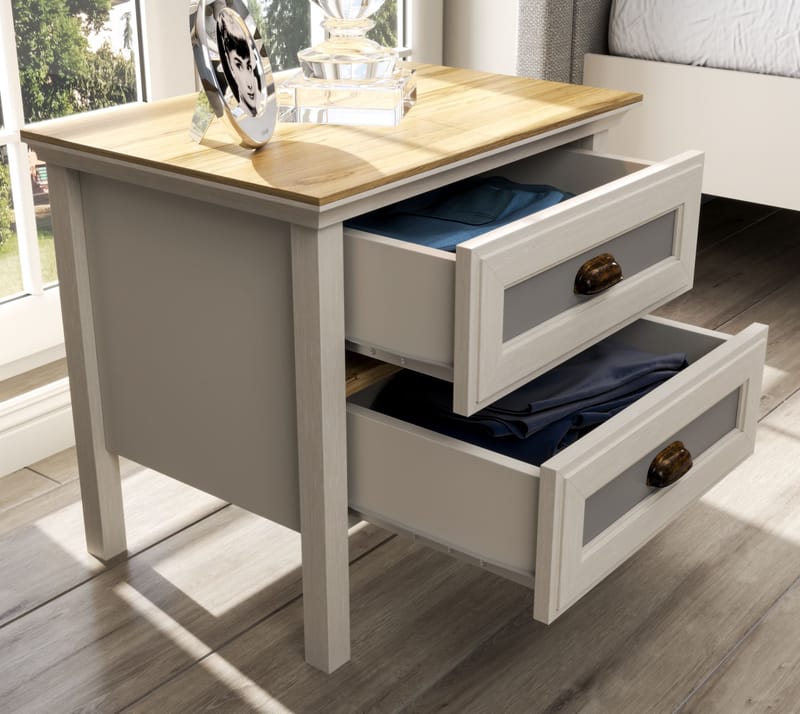 Solena Nattbord 60 cm - Krem, eik, grå - Møbler - Bord - Avlastningsbord - Sengebord & nattbord