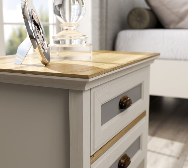 Solena Nattbord 60 cm - Krem, eik, grå - Møbler - Bord - Avlastningsbord - Sengebord & nattbord