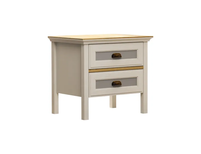 Solena Nattbord 60 cm, Krem, eik, grå