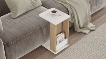 Solven Sidebord 32x42x55 cm - Eik og hvit - Møbler - Bord - Avlastningsbord - Lampebord & sidebord