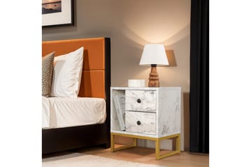 Sonali Nattbord 45 cm - Marmor/Gull - Møbler - Bord - Avlastningsbord - Sengebord & nattbord
