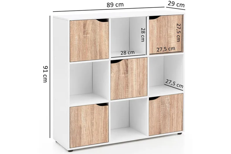 Stående hylle Wohnling Massa Melaminbelagt Sponplate med Oppbevaringsplass 5 Dører Moderne - Oppbevaring - Hyller - Hylleplan & hyllekonsoll