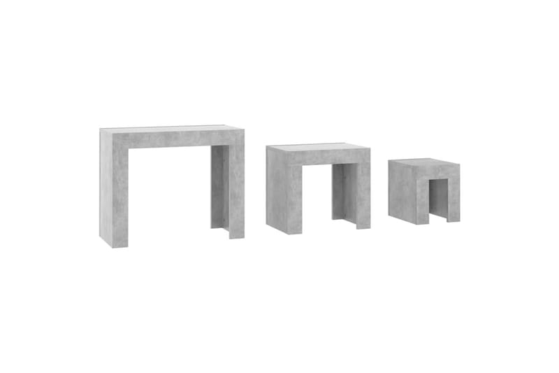 Stablebare salongbord 3 stk betonggrå sponplate - Grå - Møbler - Bord - Avlastningsbord - Settbord