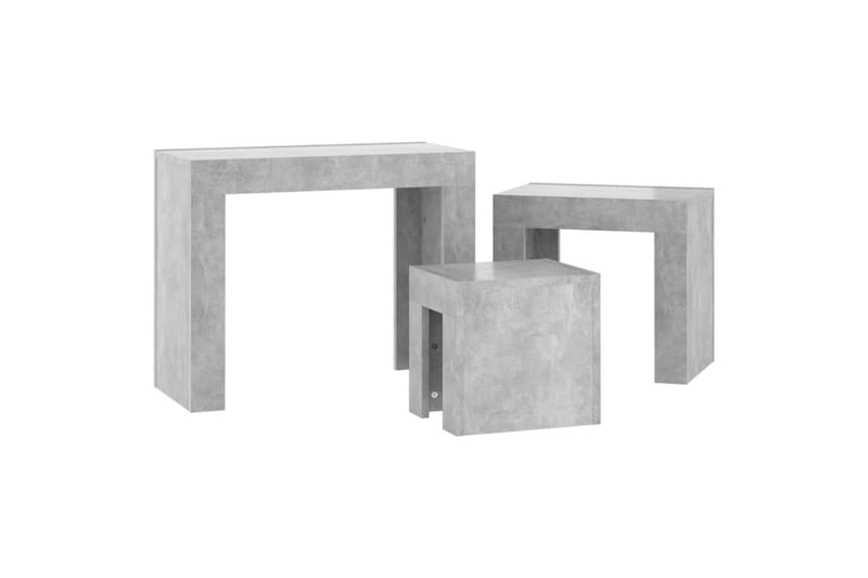Stablebare salongbord 3 stk betonggrå sponplate - Grå - Sofabord - Settbord