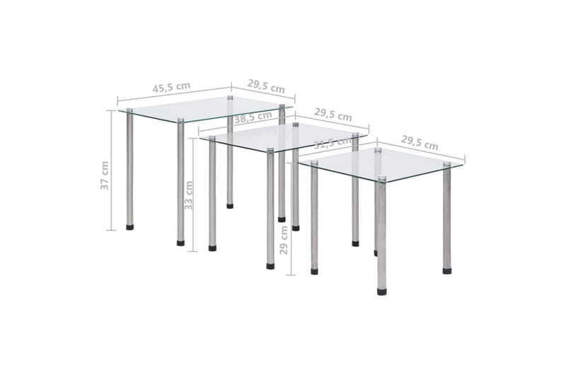 Stablebord 3 stk gjennomsiktig herdet glass - Gjennomsiktig - Lampebord & sidebord - Brettbord og småbord