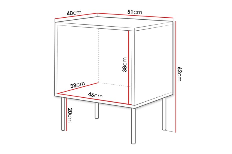 Stintino Nattbord 51 cm - Svart/Brun - Møbler - Bord - Avlastningsbord - Sengebord & nattbord
