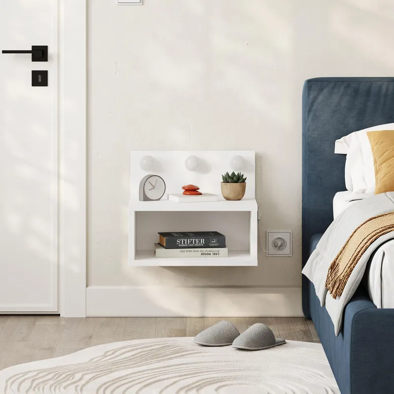 Sumira Nattbord 40 cm - Hvit - Møbler - Bord - Avlastningsbord - Sengebord & nattbord