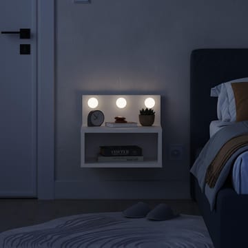 Sumira Veggmontert Nattbord 40 cm, Oppbevaring med Hylle og LED-belysning - Hvit - Møbler - Bord - Avlastningsbord - Sengebord & nattbord
