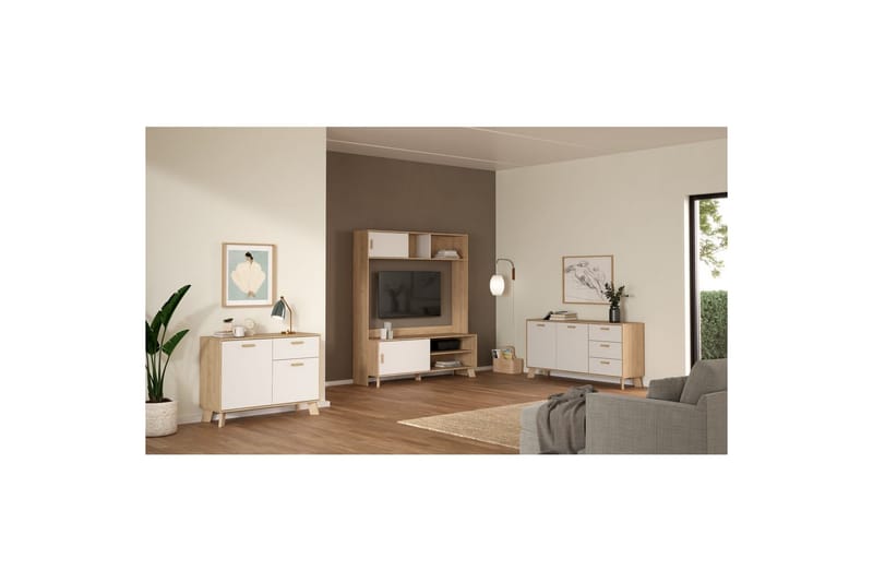 Sumita Konsollbord 99 cm - Hvit/Kirsebærrød - Møbler - Bord - Avlastningsbord - Gangbord