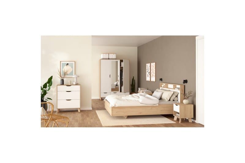 Sumita Nattbord 40 cm - Brun/Hvit - Møbler - Bord - Avlastningsbord - Sengebord & nattbord