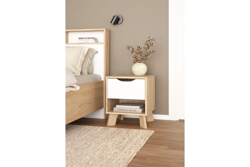 Sumita Nattbord 40 cm - Brun/Hvit - Møbler - Bord - Avlastningsbord - Sengebord & nattbord