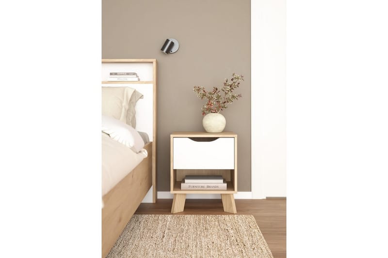 Sumita Nattbord 40 cm - Brun/Hvit - Møbler - Bord - Avlastningsbord - Sengebord & nattbord