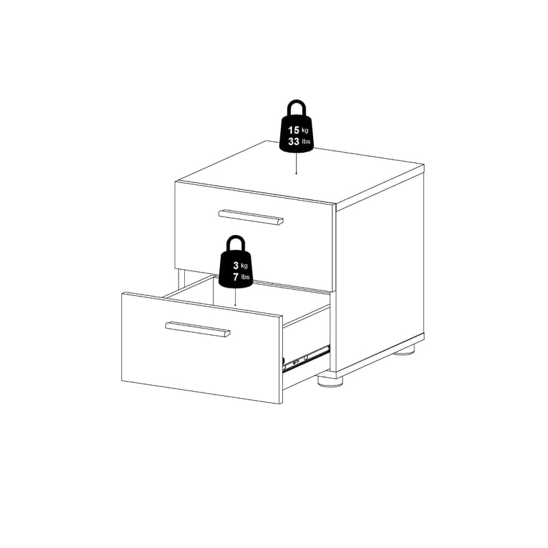 Suntia Nattbord med 2 skuffer 40x40x42 cm - Møbler - Bord - Avlastningsbord - Sengebord & nattbord