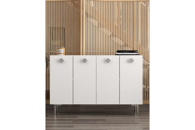 Sylas Konsollbord 120x120 cm - Hvit/Sølv - Møbler - Bord - Avlastningsbord - Gangbord
