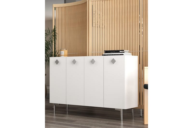 Sylas Konsollbord 120x120 cm - Hvit/Sølv - Møbler - Bord - Avlastningsbord - Gangbord