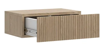 Takayo Veggmontert Nattbord 50 cm med Tre- og Eikutseende, Oppbevaring med Skuff - Beige - Møbler - Bord - Avlastningsbord - Sengebord & nattbord