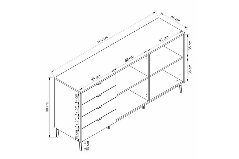 Tarnen Konsollbord 180 cm - Svart/Sand/Hvit - Møbler - Bord - Avlastningsbord - Gangbord