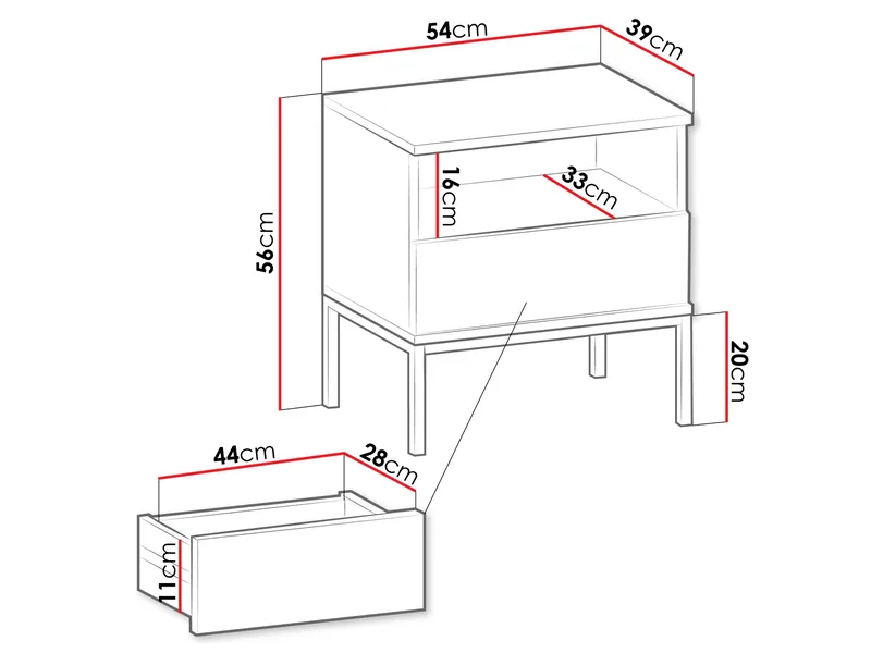 Tenorio Nattbord 54 cm - Beige - Møbler - Bord - Avlastningsbord - Sengebord & nattbord