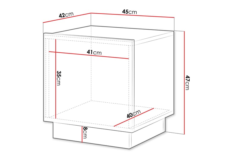Torvalen Sängbord 45 cm - Svart - Møbler - Bord - Avlastningsbord - Sengebord & nattbord