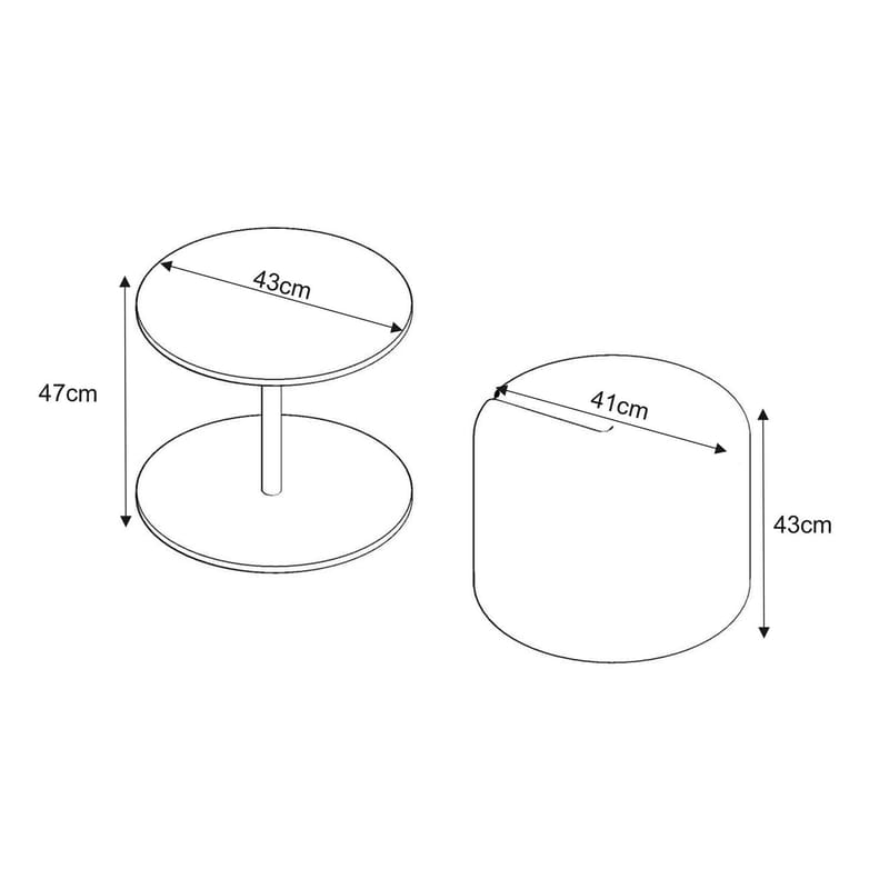 Torven Sett med sidebord 43x47x43 cm - Antrasitt - Møbler - Bord - Avlastningsbord - Lampebord & sidebord