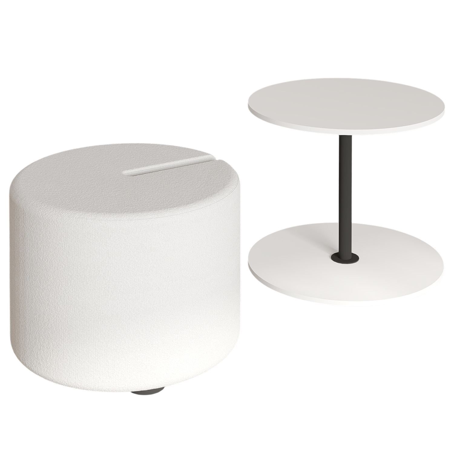 Torven Sett med sidebord 43x47x43 cm - Hvit