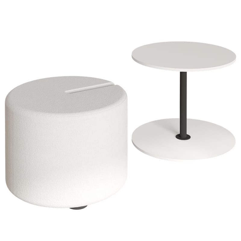 Torven Sett med sidebord 43x47x43 cm - Hvit - Møbler - Bord - Avlastningsbord - Lampebord & sidebord