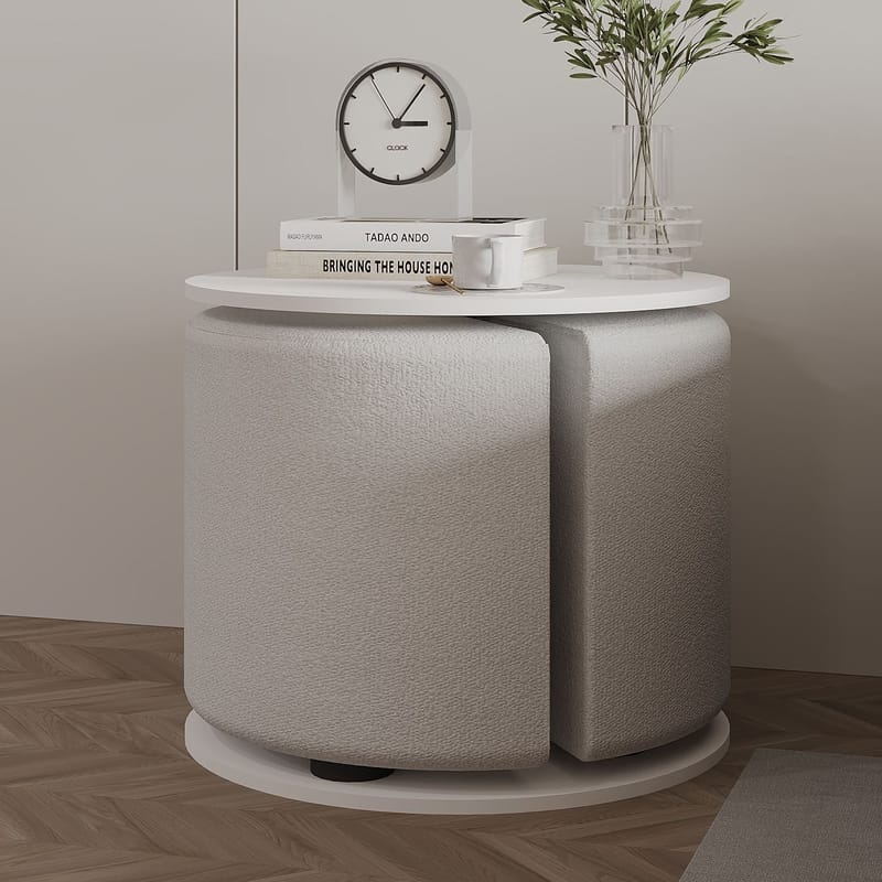 Torven Sett med sidebord 43x47x43 cm - Hvit - Møbler - Bord - Avlastningsbord - Lampebord & sidebord