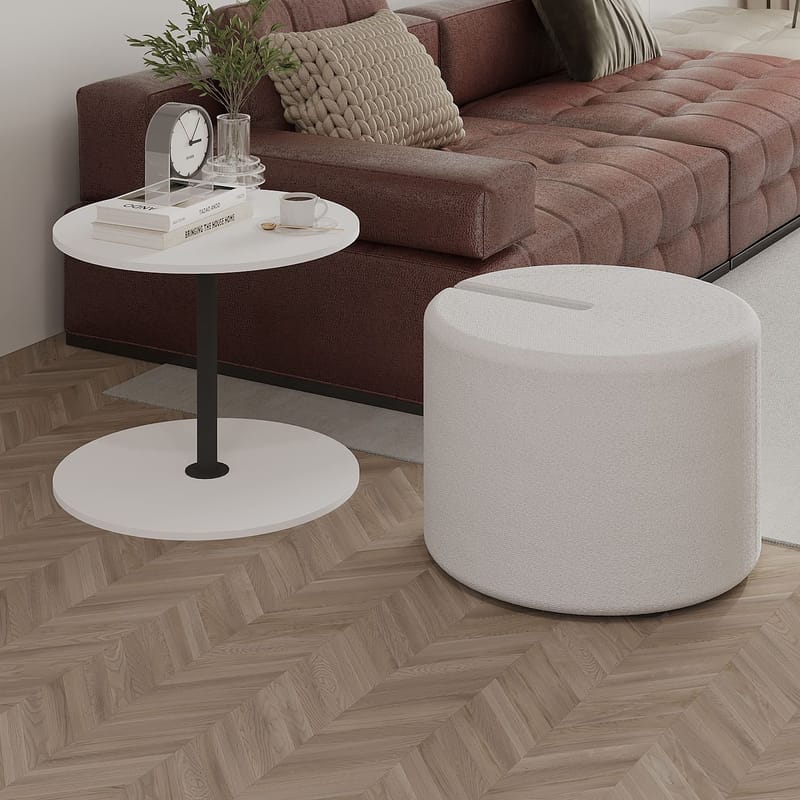 Torven Sett med sidebord 43x47x43 cm - Hvit - Møbler - Bord - Avlastningsbord - Lampebord & sidebord