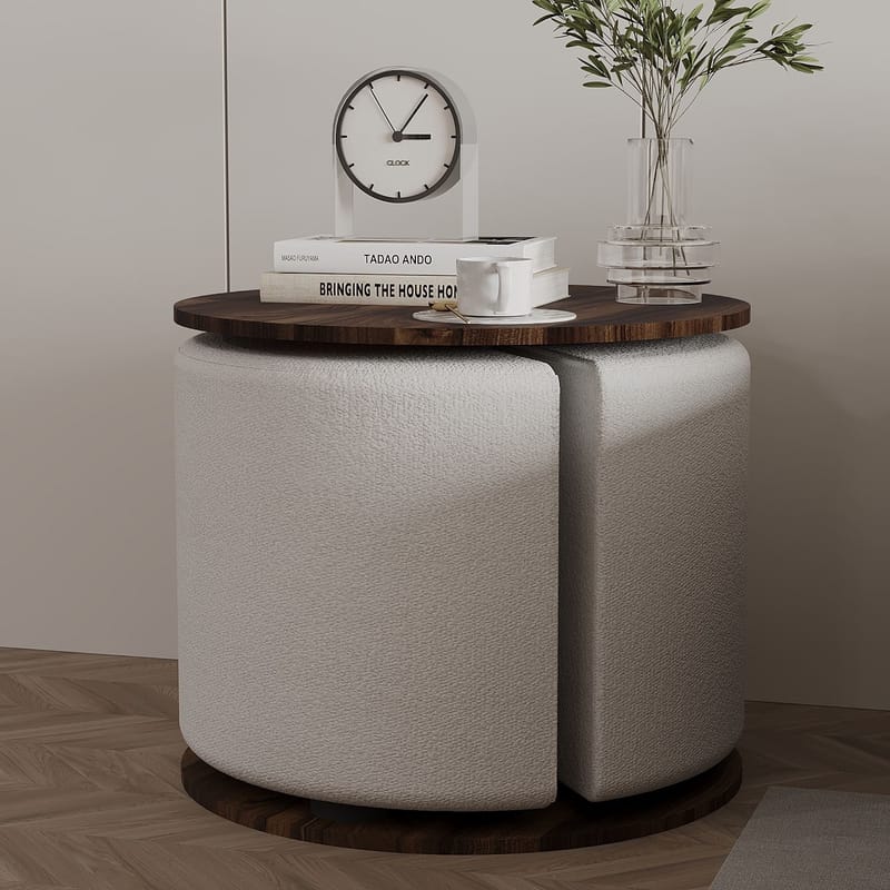 Torven Sett med sidebord 43x47x43 cm - Valnøtt - Møbler - Bord - Avlastningsbord - Lampebord & sidebord