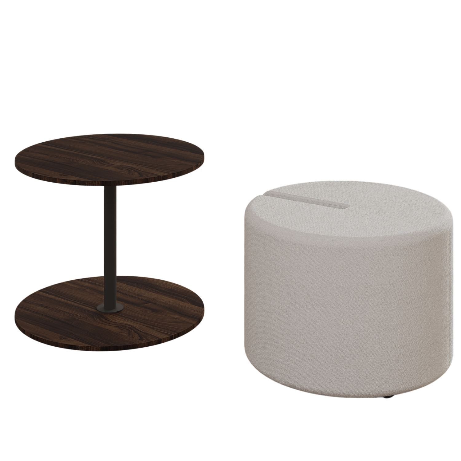 Torven Sett med sidebord 43x47x43 cm - Valnøtt