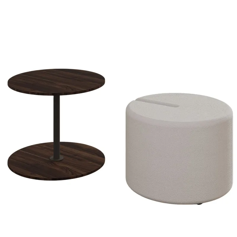 Torven Sett med sidebord 43x47x43 cm - Valnøtt - Møbler - Bord - Avlastningsbord - Lampebord & sidebord