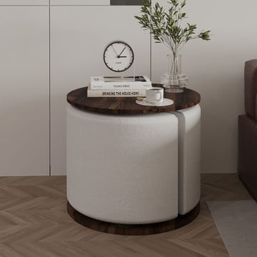 Torven Sett med sidebord 43x47x43 cm - Valnøtt - Møbler - Bord - Avlastningsbord - Lampebord & sidebord
