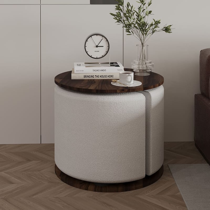 Torven Sett med sidebord 43x47x43 cm - Valnøtt - Møbler - Bord - Avlastningsbord - Lampebord & sidebord