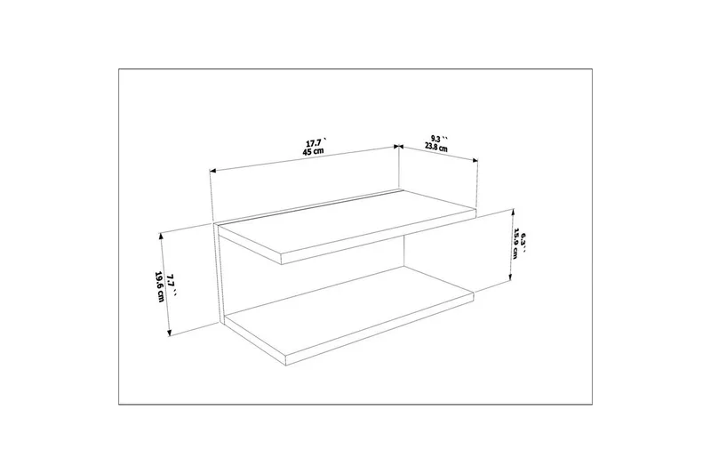 Torvic Vegghengt Nattbord 45 cm, Oppbevaring med Hylle - Hvit - Møbler - Bord - Avlastningsbord - Sengebord & nattbord