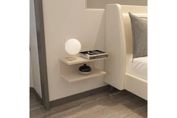 Torvic Vegghengt Nattbord 45 cm med Lyst Treutseende, Oppbevaring med Hylle - Beige - Møbler - Bord - Avlastningsbord - Sengebord & nattbord