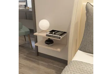 Torvic Vegghengt Nattbord 45 cm med Lyst Treutseende, Oppbevaring med Hylle - Beige - Møbler - Bord - Avlastningsbord - Sengebord & nattbord