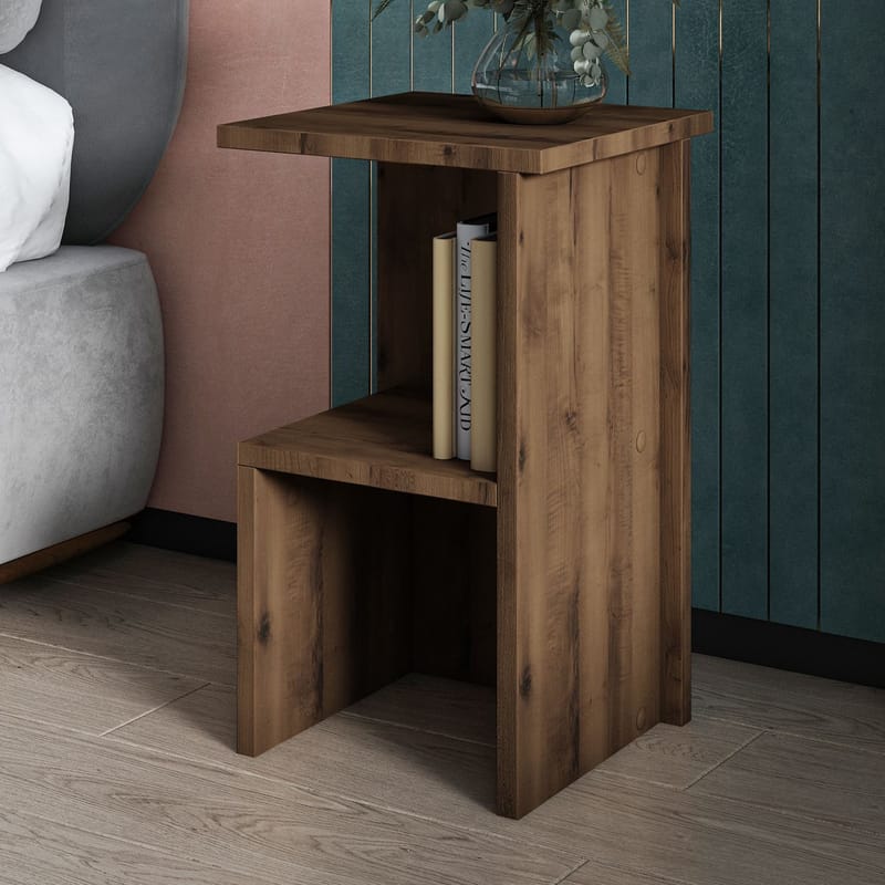 Tunel Nattbord 29,6x50x29,6 cm - Antikk valnøtt - Møbler - Bord - Avlastningsbord - Sengebord & nattbord