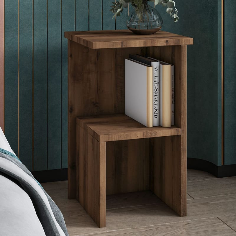 Tunel Nattbord 29,6x50x29,6 cm - Antikk valnøtt - Møbler - Bord - Avlastningsbord - Sengebord & nattbord
