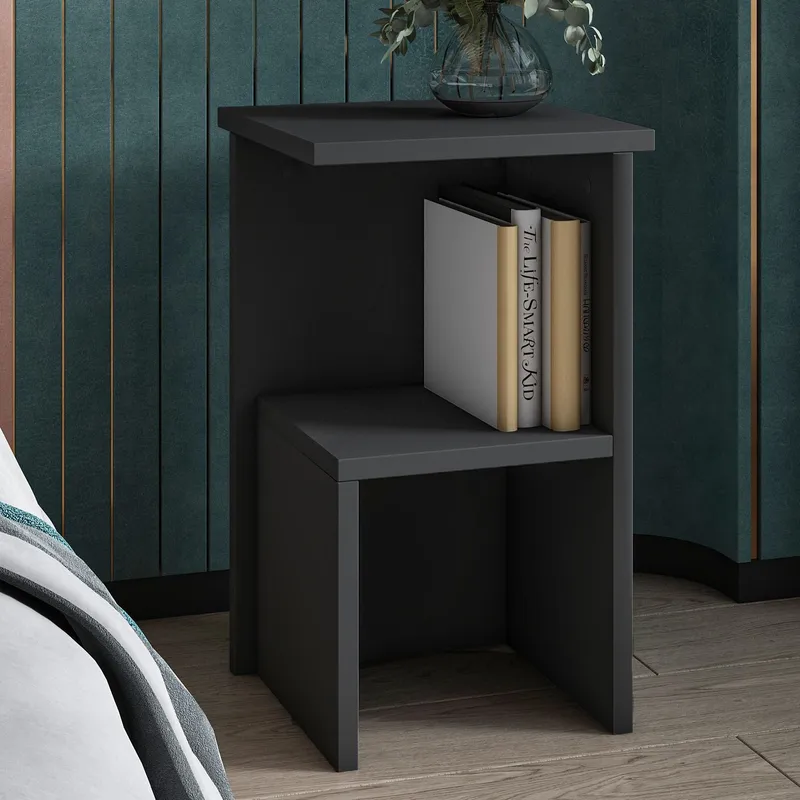 Tunel Nattbord 29,6x50x29,6 cm - Antrasitt - Møbler - Bord - Avlastningsbord - Sengebord & nattbord