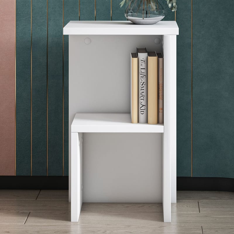 Tunel Nattbord 29,6x50x29,6 cm - Hvit - Møbler - Bord - Avlastningsbord - Sengebord & nattbord