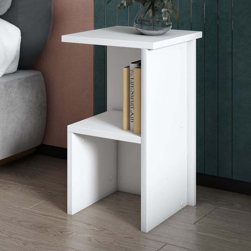Tunel Nattbord 29,6x50x29,6 cm - Hvit - Møbler - Bord - Avlastningsbord - Sengebord & nattbord