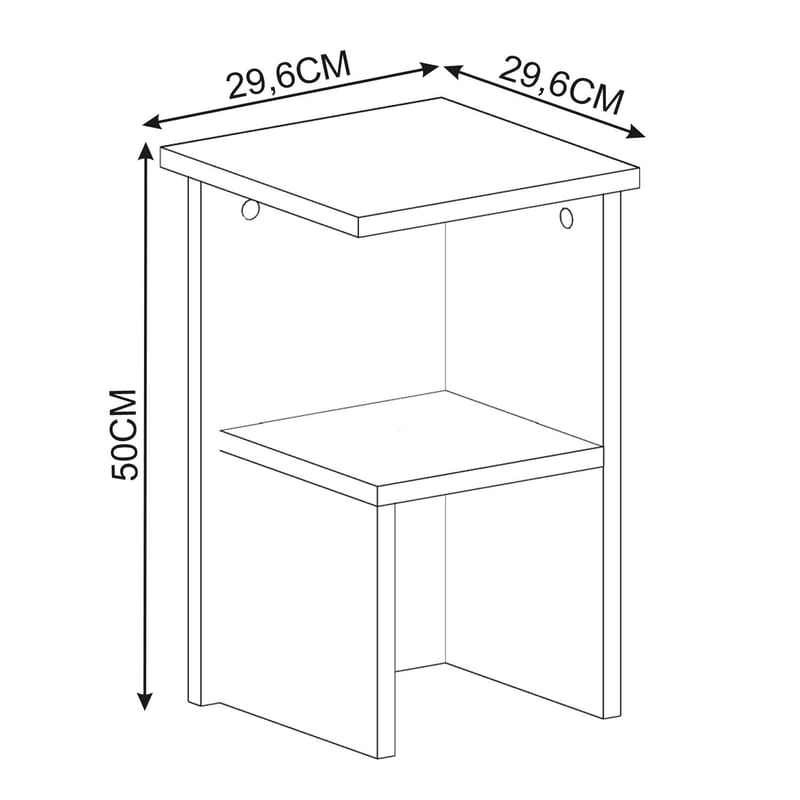 Tunel Nattbord 29,6x50x29,6 cm - Hvit - Møbler - Bord - Avlastningsbord - Sengebord & nattbord