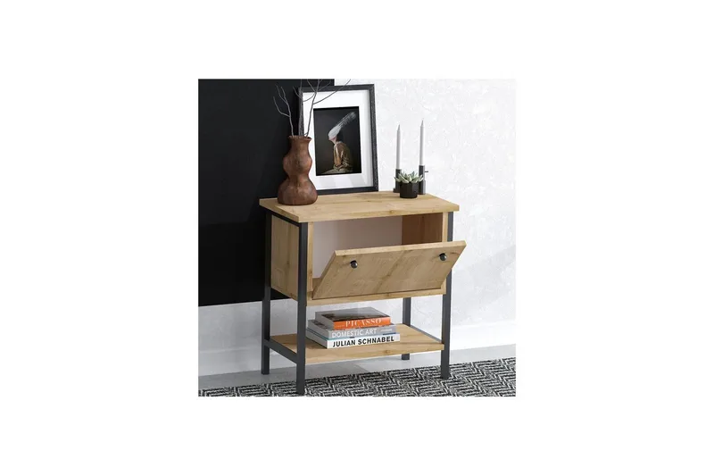 Valery Nattbord 55 cm - Eik/Sort - Møbler - Bord - Avlastningsbord - Sengebord & nattbord