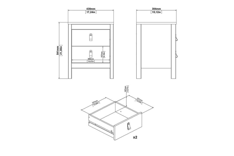 Vallvidera Sengebord 44 cm - Beige - Møbler - Bord - Avlastningsbord - Sengebord & nattbord