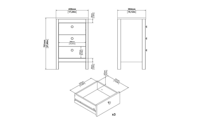 Vallvidera Sengebord 44 cm - Beige - Møbler - Bord - Avlastningsbord - Sengebord & nattbord