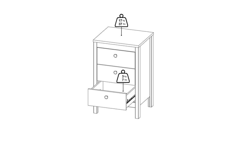 Vallvidera Sengebord 44 cm - Beige - Møbler - Bord - Avlastningsbord - Sengebord & nattbord