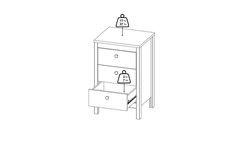 Vallvidera Sengebord 44 cm - Beige - Møbler - Bord - Avlastningsbord - Sengebord & nattbord